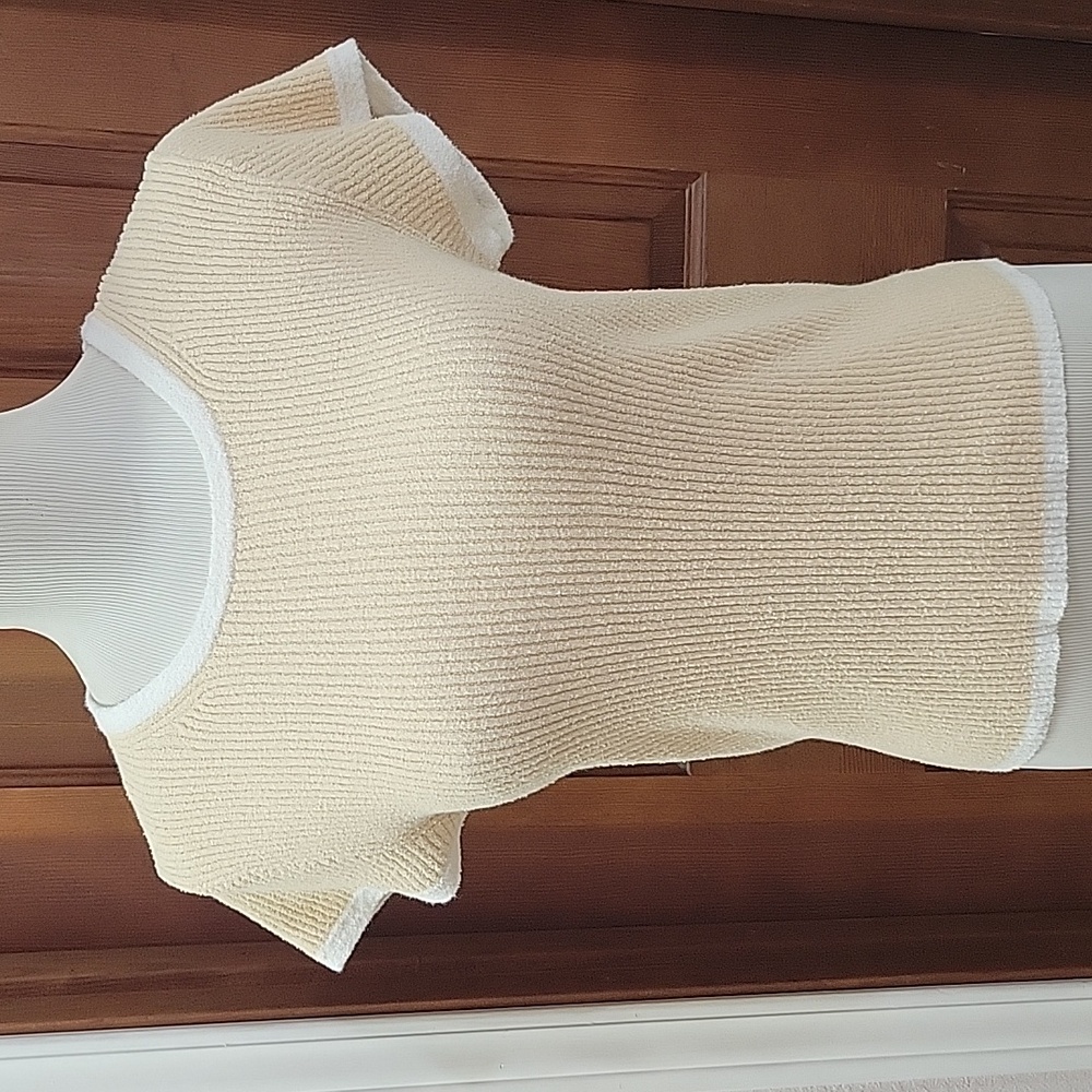 J. Crew Cream Ribbed Knit Top